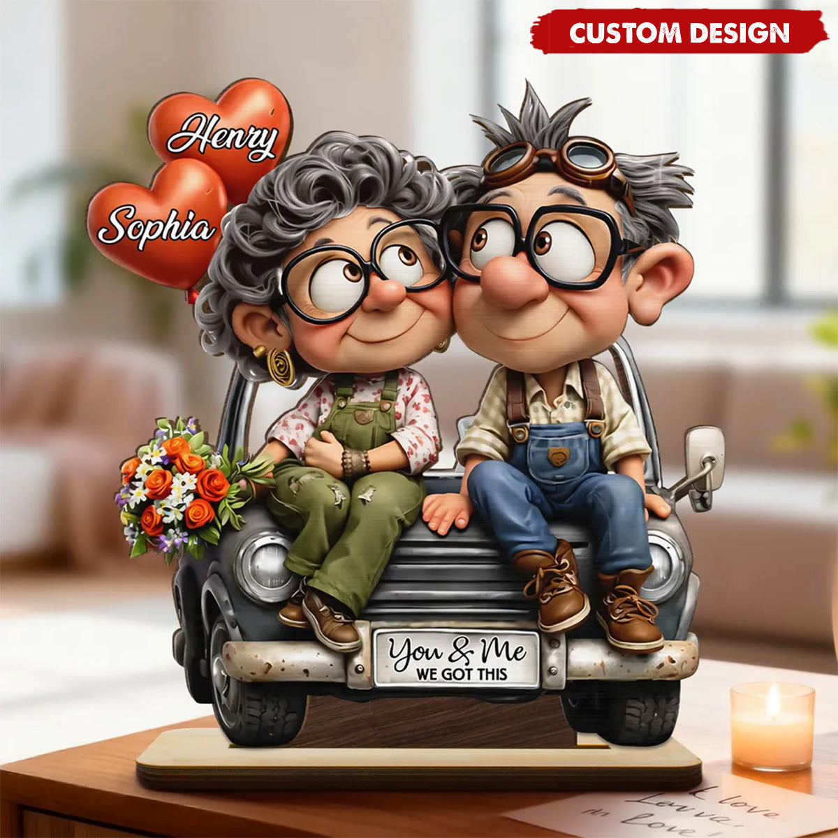 Custom Vintage Truck Wooden Plaque - Personalized Anniversary Wedding Gift for Couple