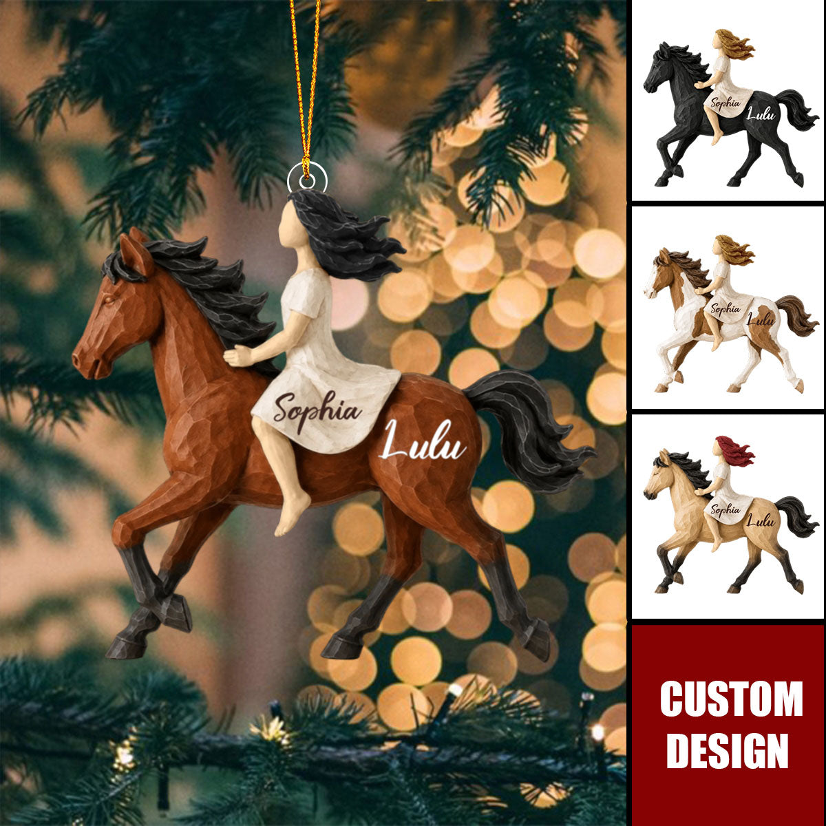 Personalized Woman Riding Horse Ornament - Gift For Horse Lovers