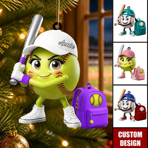 New Release - Personalized Cute Baseball Softball Mascot Ornament - Gift for Baseball Softball Lover