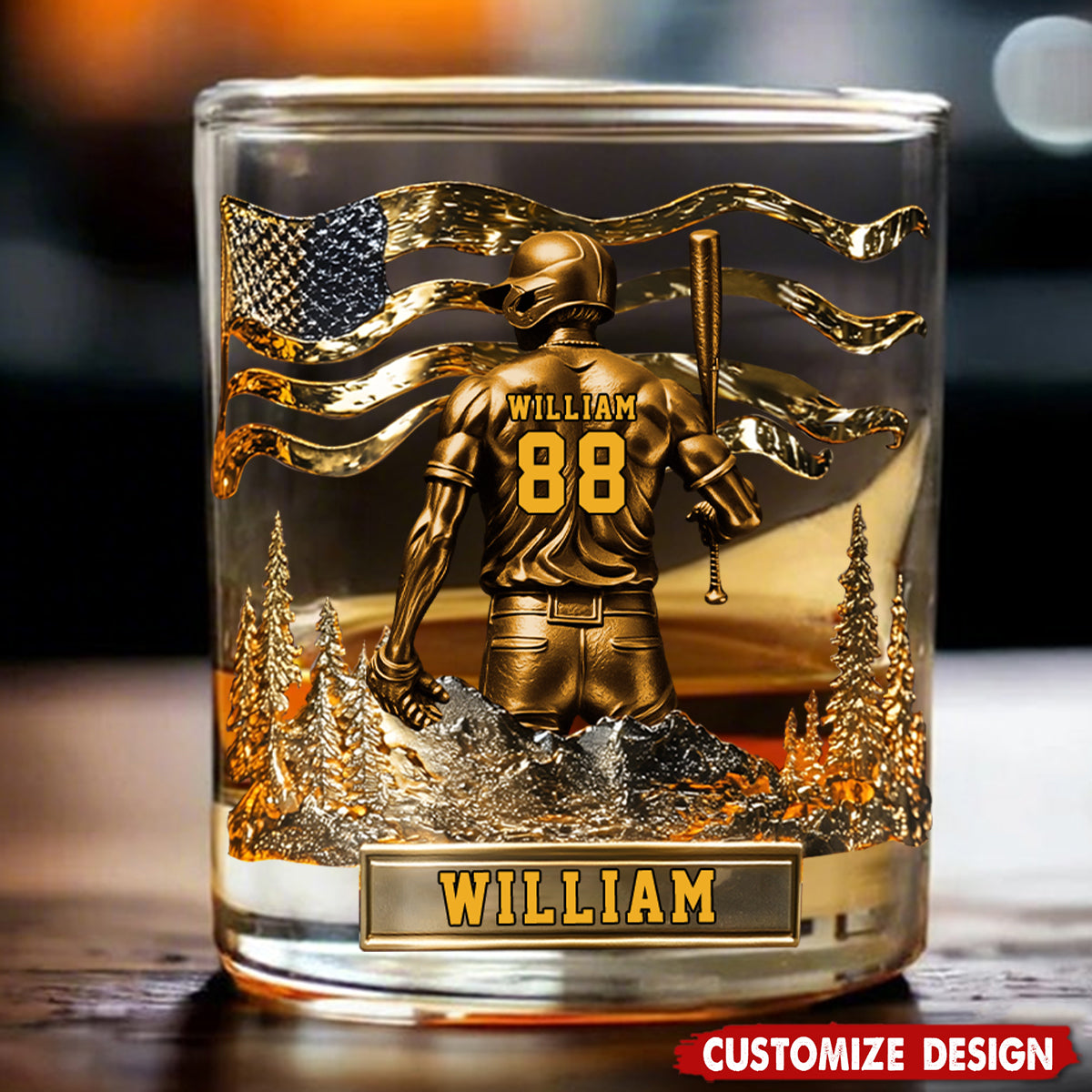 Personalized Baseball Whiskey Glass - Gifts For Baseball Lovers
