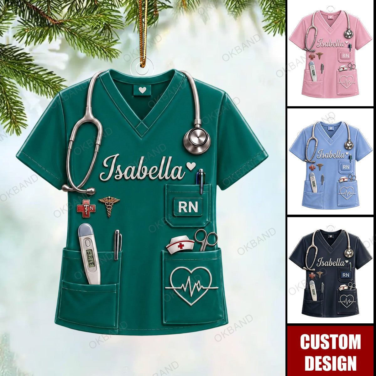 Personalized Nurse Christmas Ornament, RN Gift