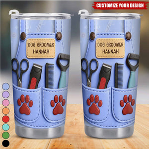 Celebrate Pet Grooming Passion With Scissors And Paw Prints,Custom Stainless Steel Tumbler,Gift For Dog Groomers
