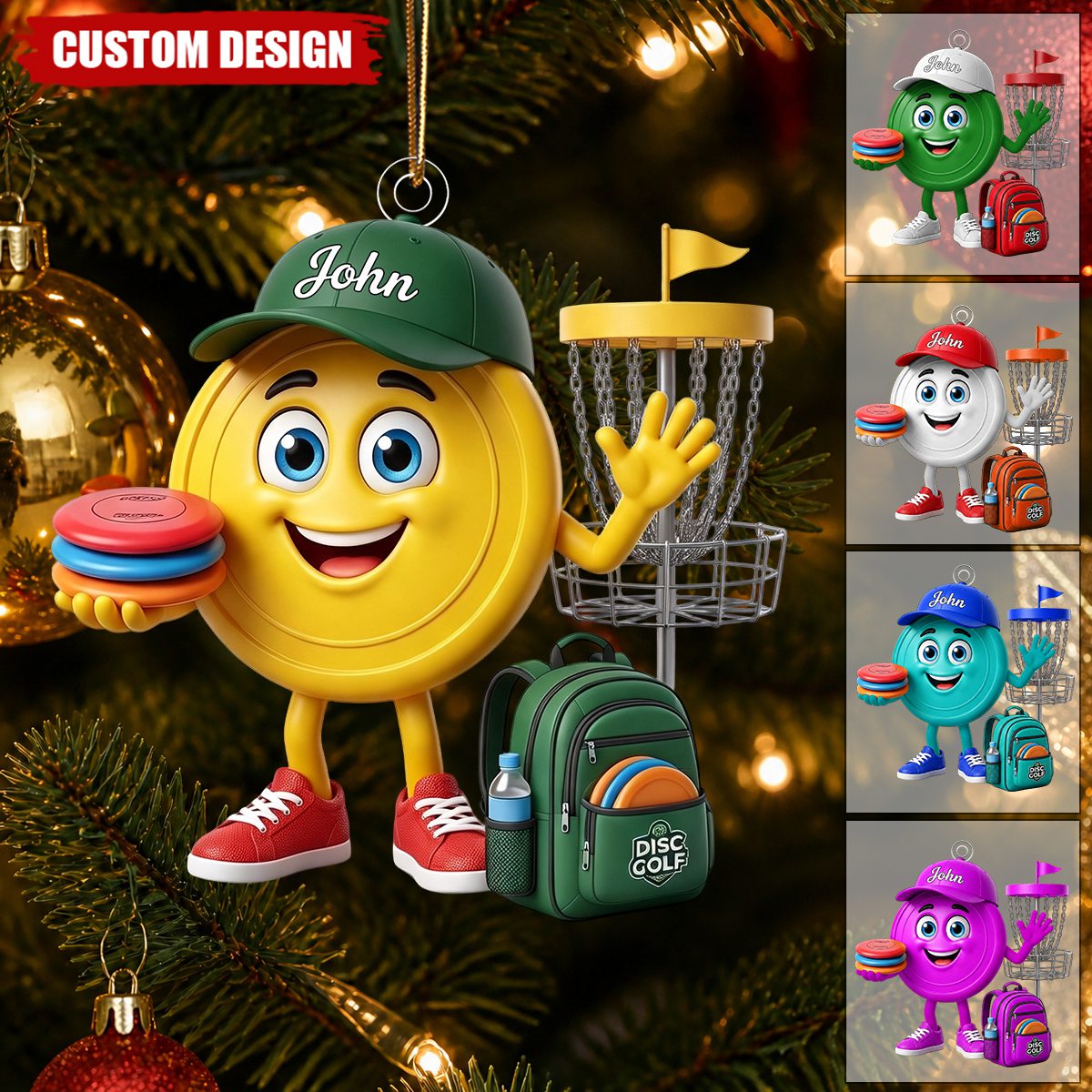 Personalized Cute Disc Golf Ball Mascot Ornament - Gift for Disc Golf Lover - New Release