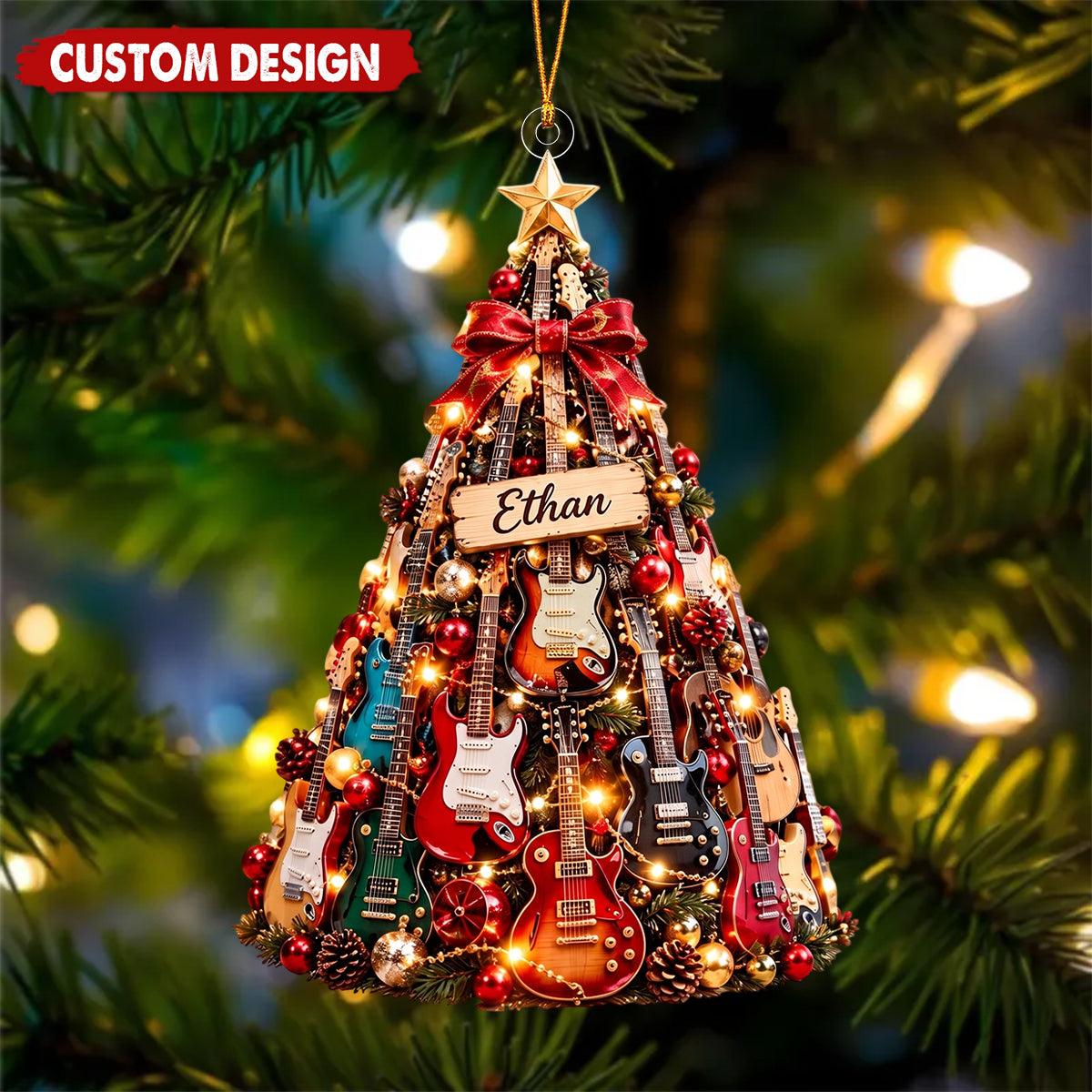 Personalized Guitar Christmas Ornament, Guitarist Gift