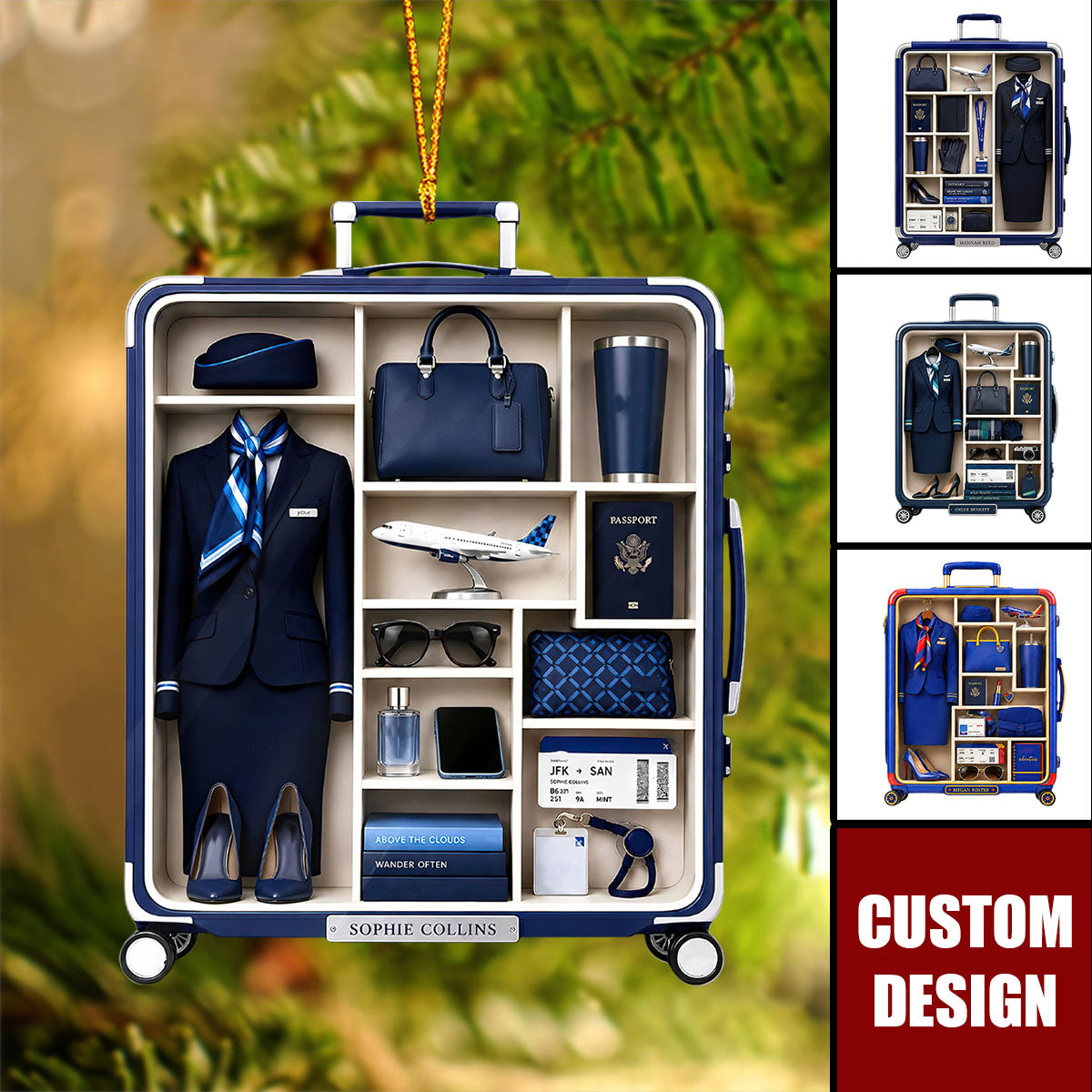 Personalized Alaska Airlines Flight Attendant Ornament, Cabin Crew Christmas Gift