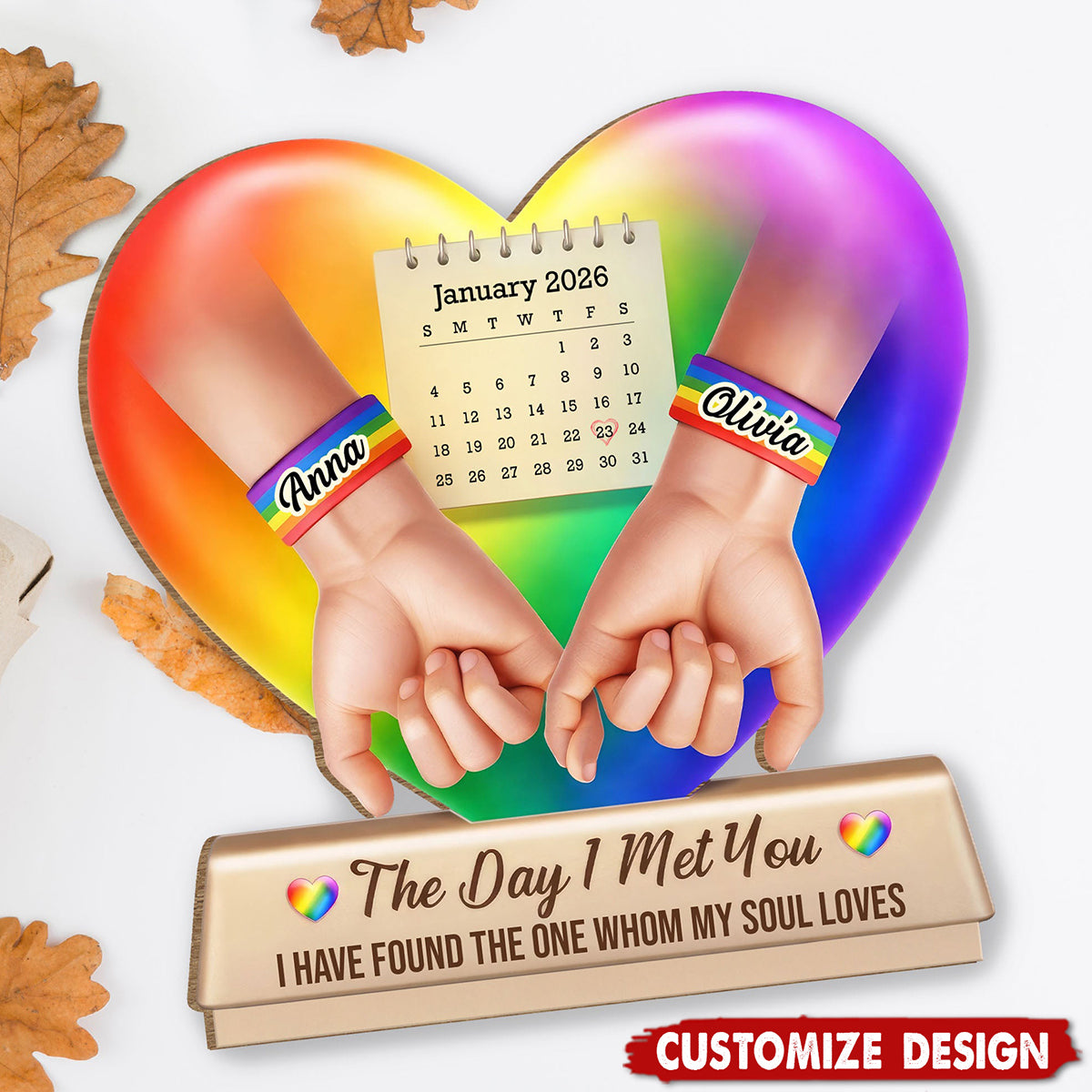 Personalized The Day I Met You Heart Hand Wood Plaque - Gift For Couples And Partners