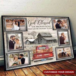 God Blessed Personalized Couple Photo Collage Wall Art Poster