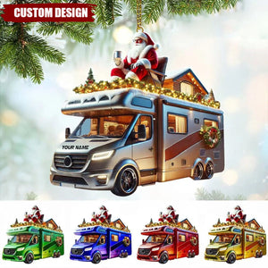 Custom Name Santa Truck Ornament, Santa Christmas Gift