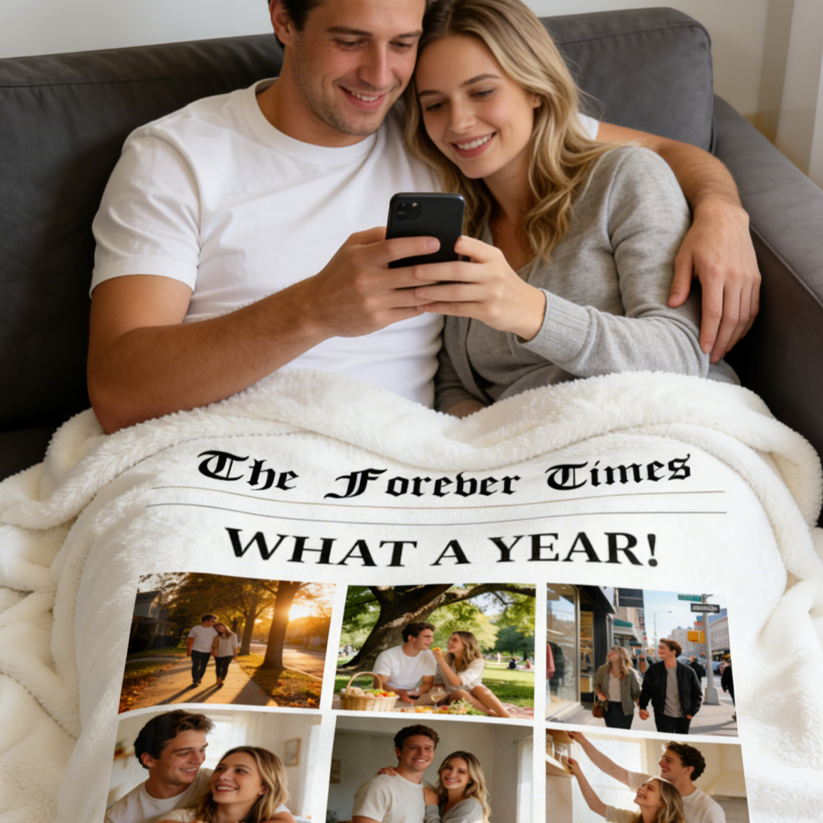 Personalized Newspaper Couple Blanket