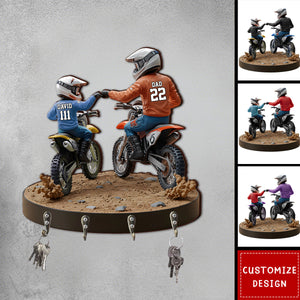 Dirt Bike Dad And Kid - Personalized Dirt Bike Key Rack