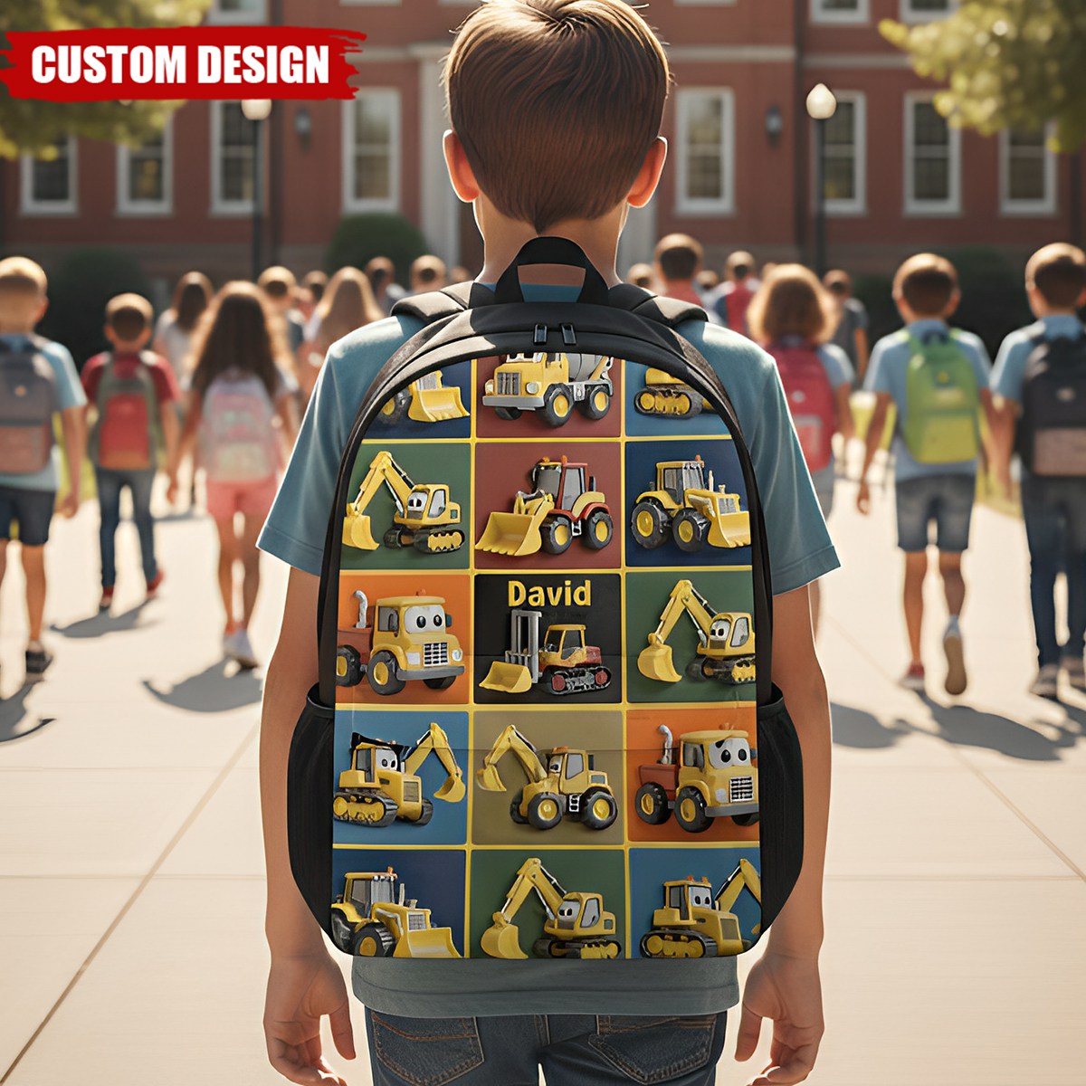 Personalized Construction Machines Kid Backpack