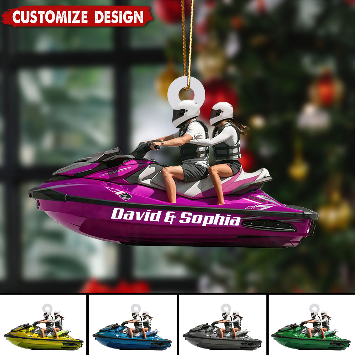 Personalized Jet Ski Couple Christmas Ornament - Gift For Couple