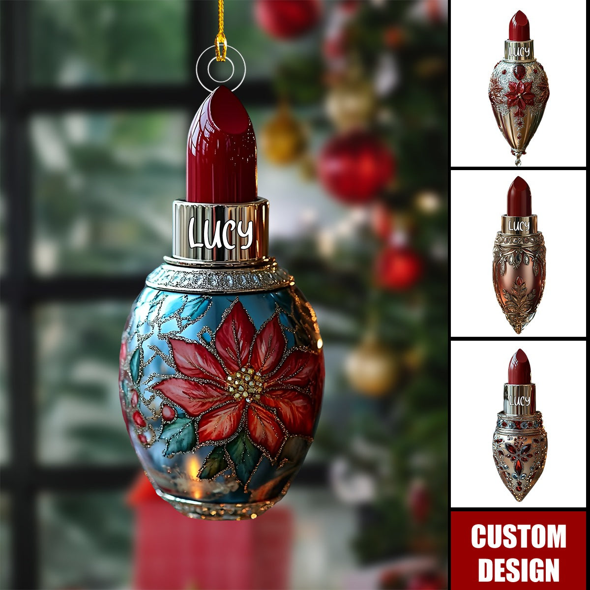 Personalized Lipstick Christmas Ornament