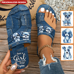 Just a Girl Who Loves Dogs-Personalized Dog Open Toe Sandals with Arch Support