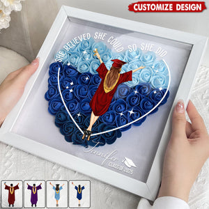 Class Of 2025 Graduation Gift So She Did - Personalized Flower Shadow Box