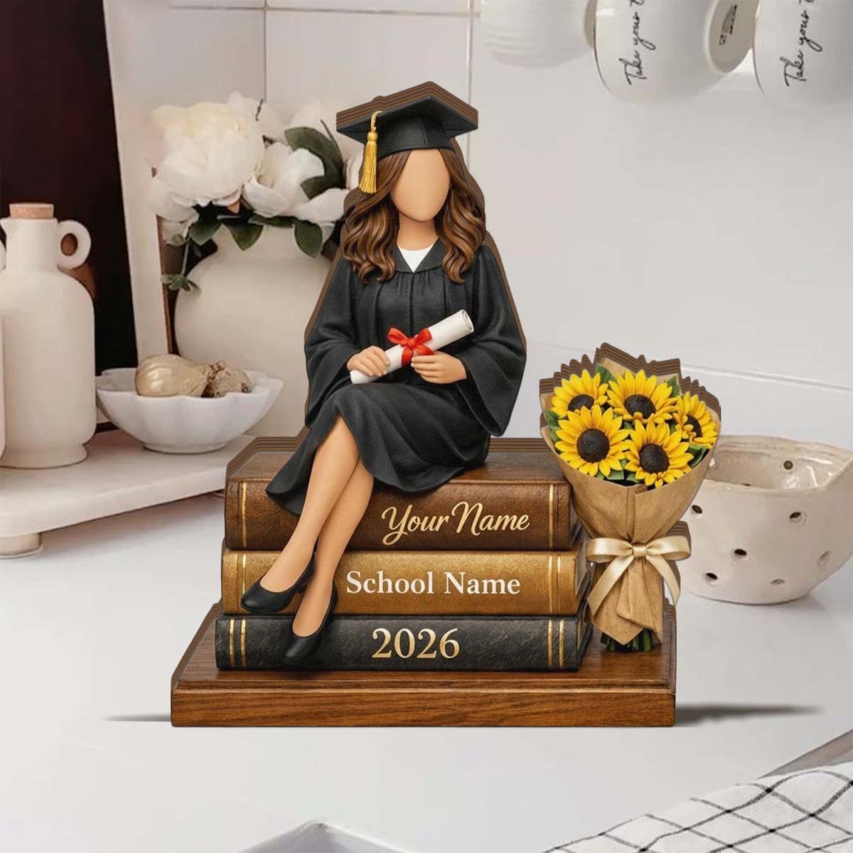 Personalized Graduation Wooden Block Plaque, Custom Name Grad Gift, Class of 2026 Keepsake