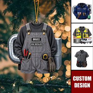 Personalized HVAC Work Shirt Acrylic Ornament - Gift for Installer Refrigeration or Service Technician