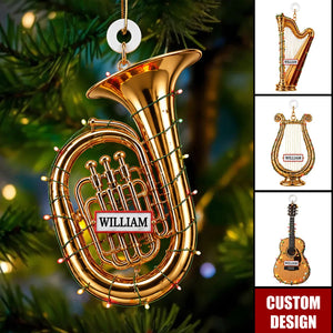 Personalized Musician Christmas Ornament, Custom Musical Instrument Xmas Tree Gift For Music Lovers