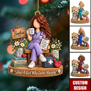 Personalized Nurse Ornament, Just A Girl Who Loves Nursing, Nurse Appreciation Gift for Her