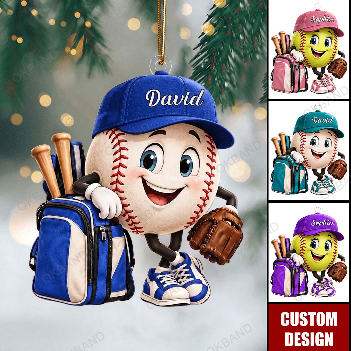 Personalized Softball Baseball Player Acrylic Ornament