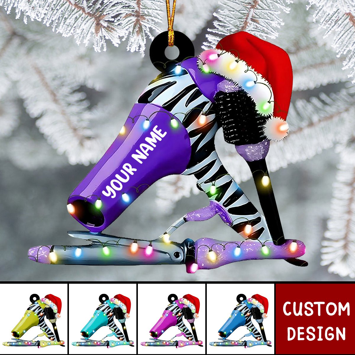 Personalized Blow dryer Set Acrylic Christmas Ornament Gift For Hairdresser