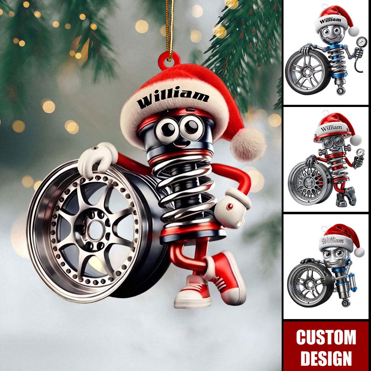 Personalized Car Guy Ornament, Custom Mechanic Christmas Ornament