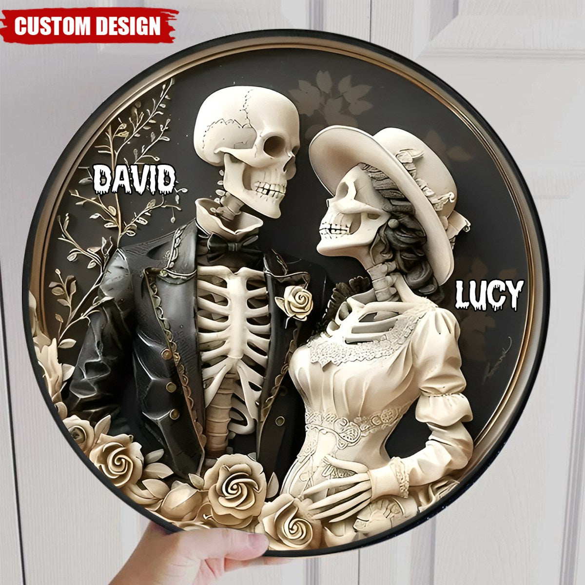 Skull Couple Personalized Family Wood Sign