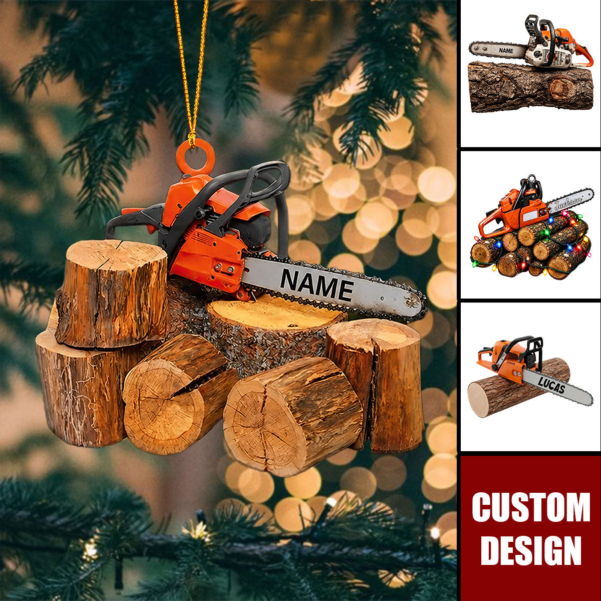 Personalized Arborist Chainsaw Ornament, Lumberjack Gift
