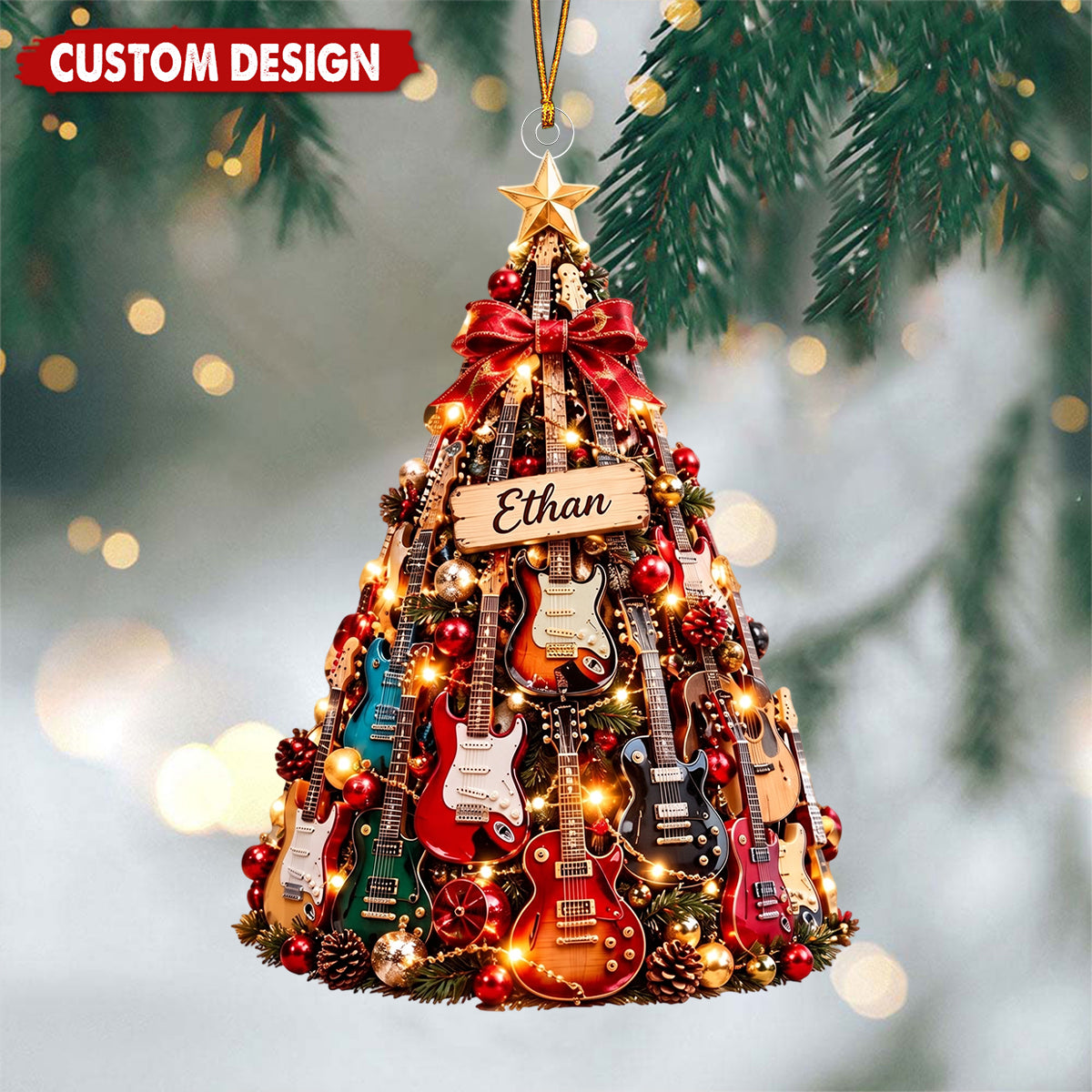 Personalized Guitar Christmas Ornament, Guitarist Gift
