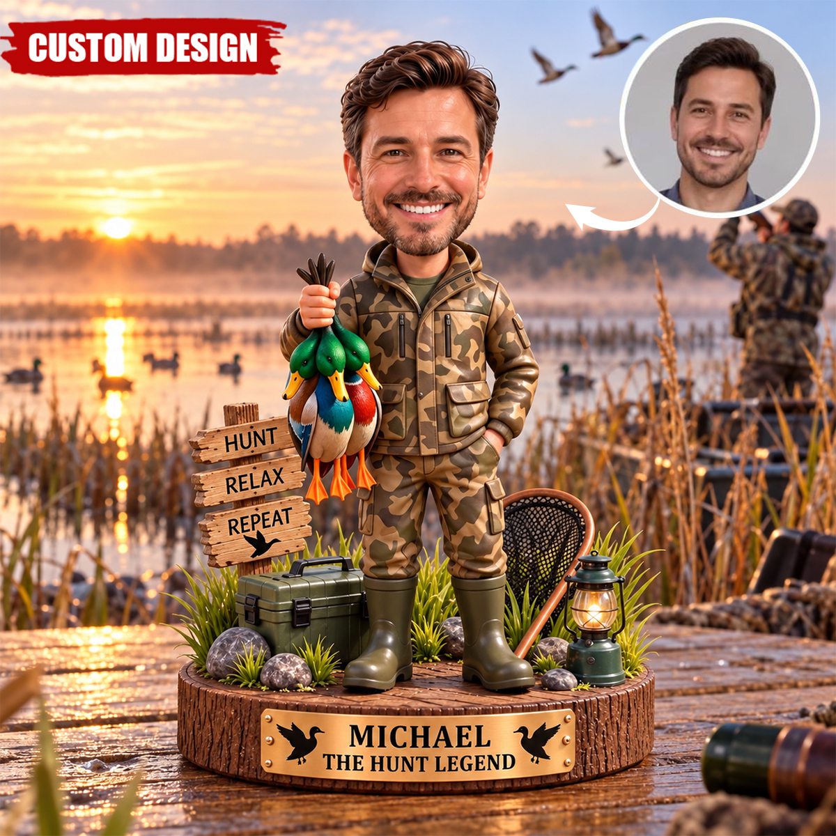 Personalized Duck Hunting Photo Acrylic Plaque, Custom Hunter Birthday Gift