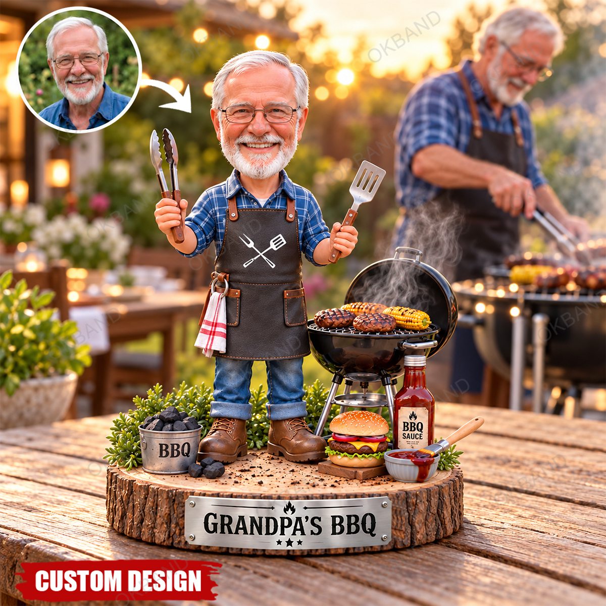 Personalized BBQ Dad Acrylic Plaque, Custom Photo Grill Master Sign, Backyard Barbecue Decor