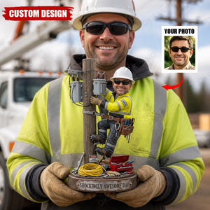 Personalized Lineman Dad 2D Acrylic Plaque, Maintenance Worker , Electrician Award, Lineman Gift