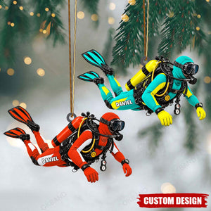 Personalized Scuba Diver Christmas Ornament, Custom Diving Gift