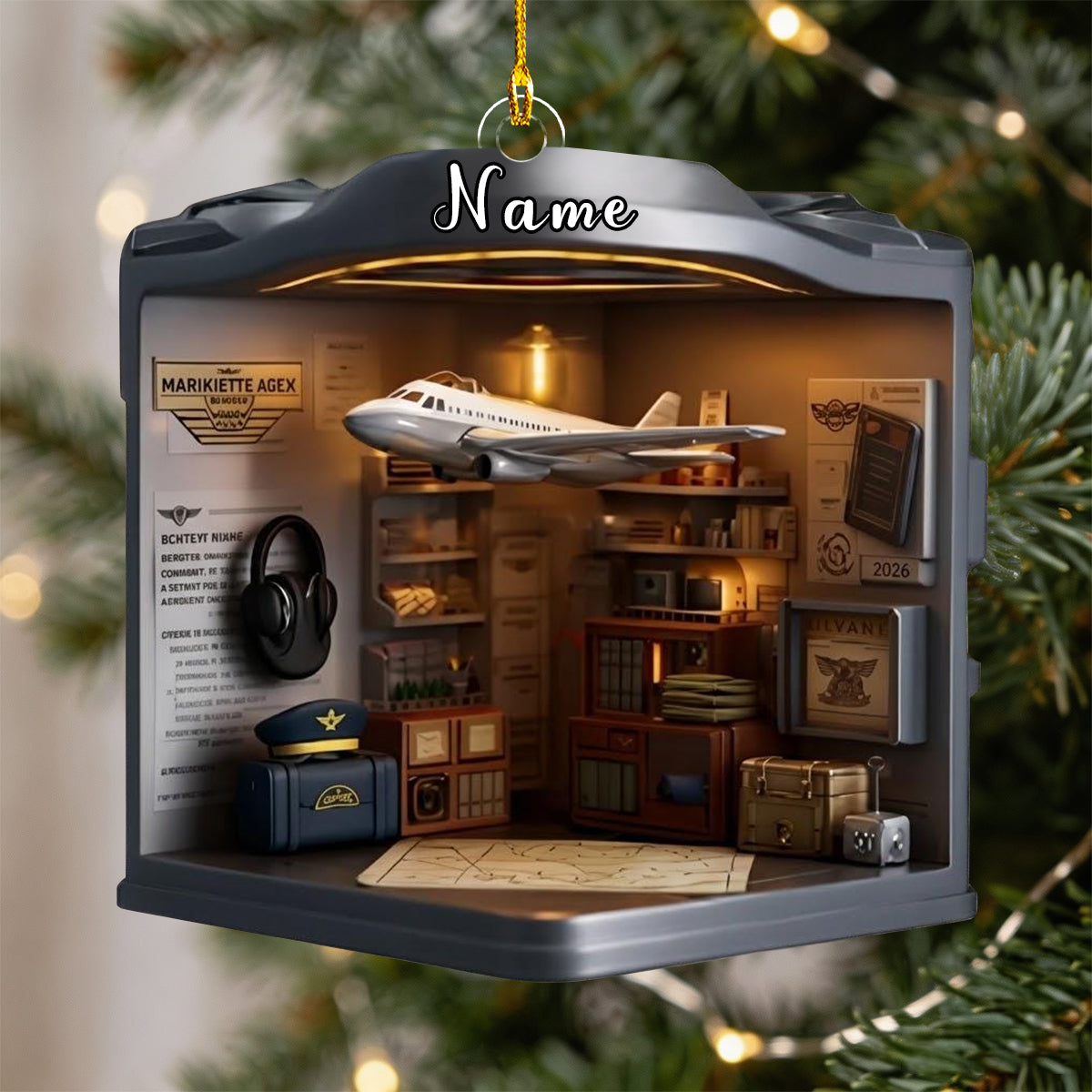 Personalized Pilot Office Christmas Ornament