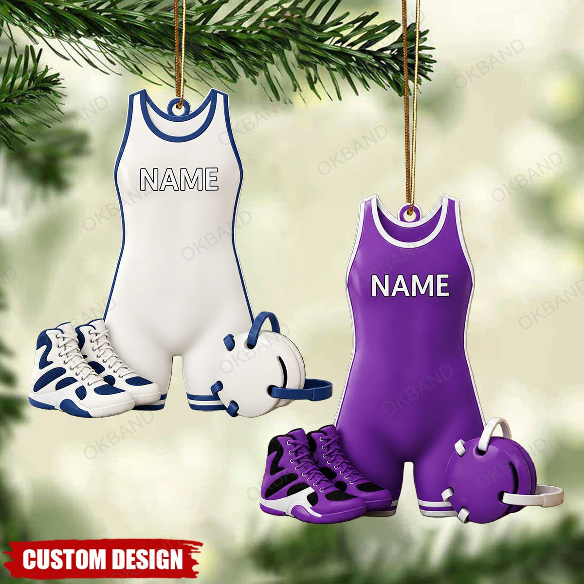 Personalized Wrestling Christmas Ornament, Wrestler Gift