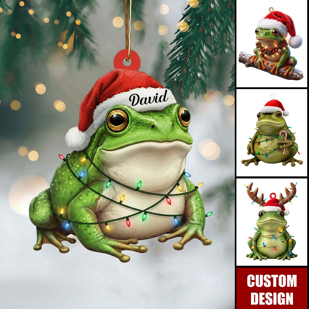 Personalized Frog Christmas 2D Ornament, Gifts For Frog Lovers