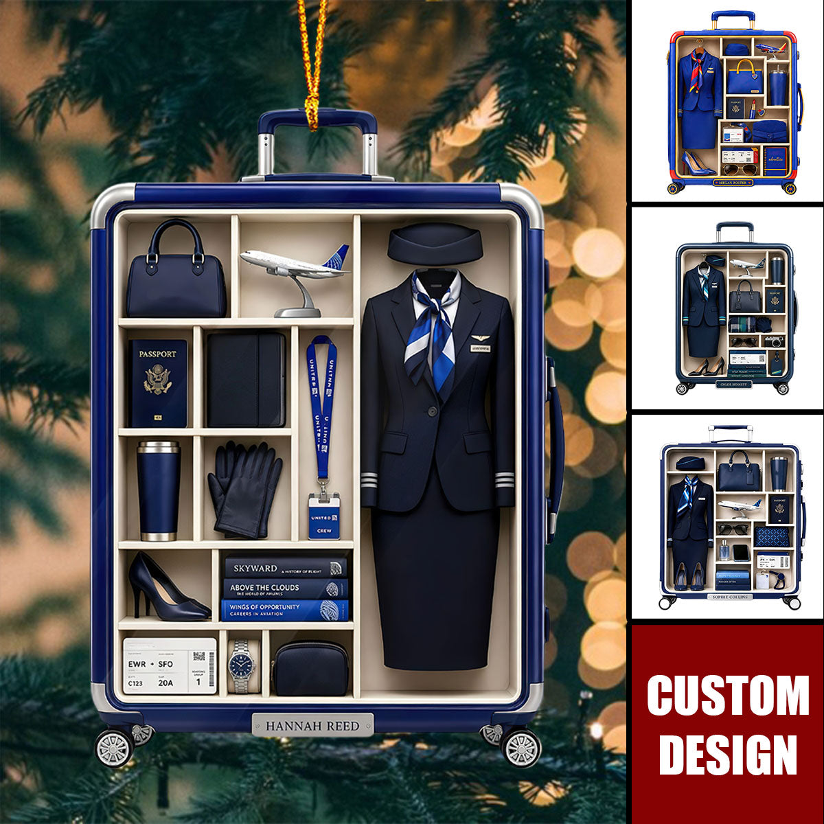 Personalized Alaska Airlines Flight Attendant Ornament, Cabin Crew Christmas Gift