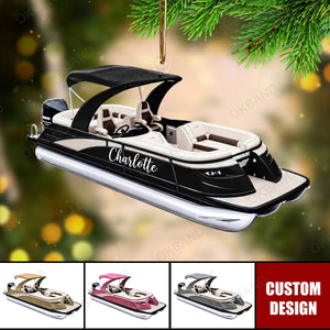 Personalized Pontoon Boat Christmas Ornament - Boater Holiday Gift