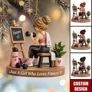 Personalized Fitness Girl Ornament, Gym Lover Gift for Women