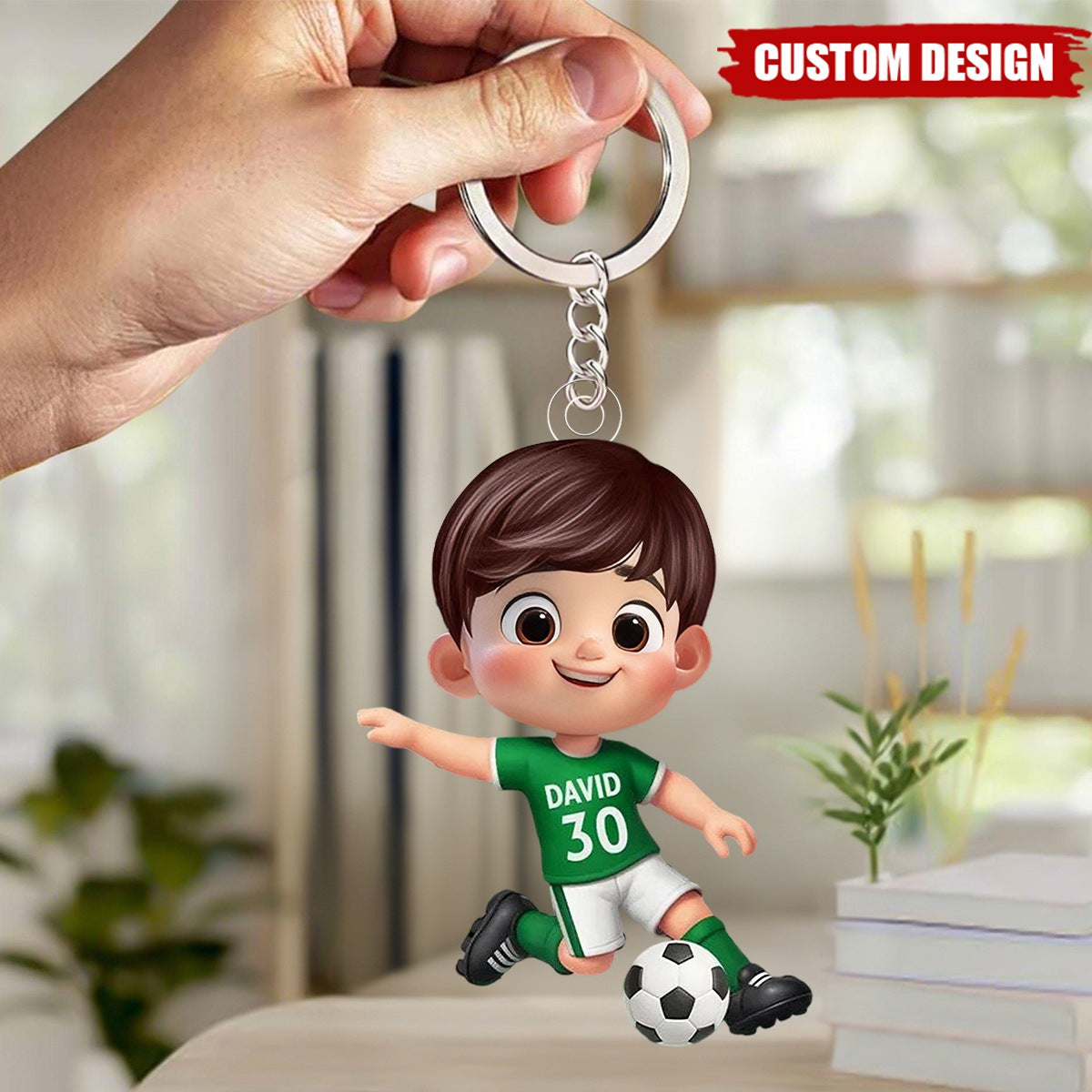 Personalized Soccer Player Acrylic Keychain -Gift for Boys & Girls