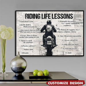 Personalized Motivational Quote Riding Life Lessons Poster - Gift For Biker