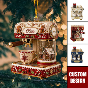 Personalized Coffee Maker Ornament - Gift For Coffee Lovers