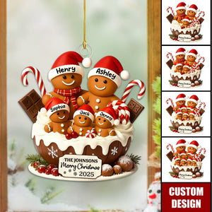 Gingerbread Family Holiday Delight Personalized Acrylic Ornament, Christmas Tree Decor, 2025 Family Ornament