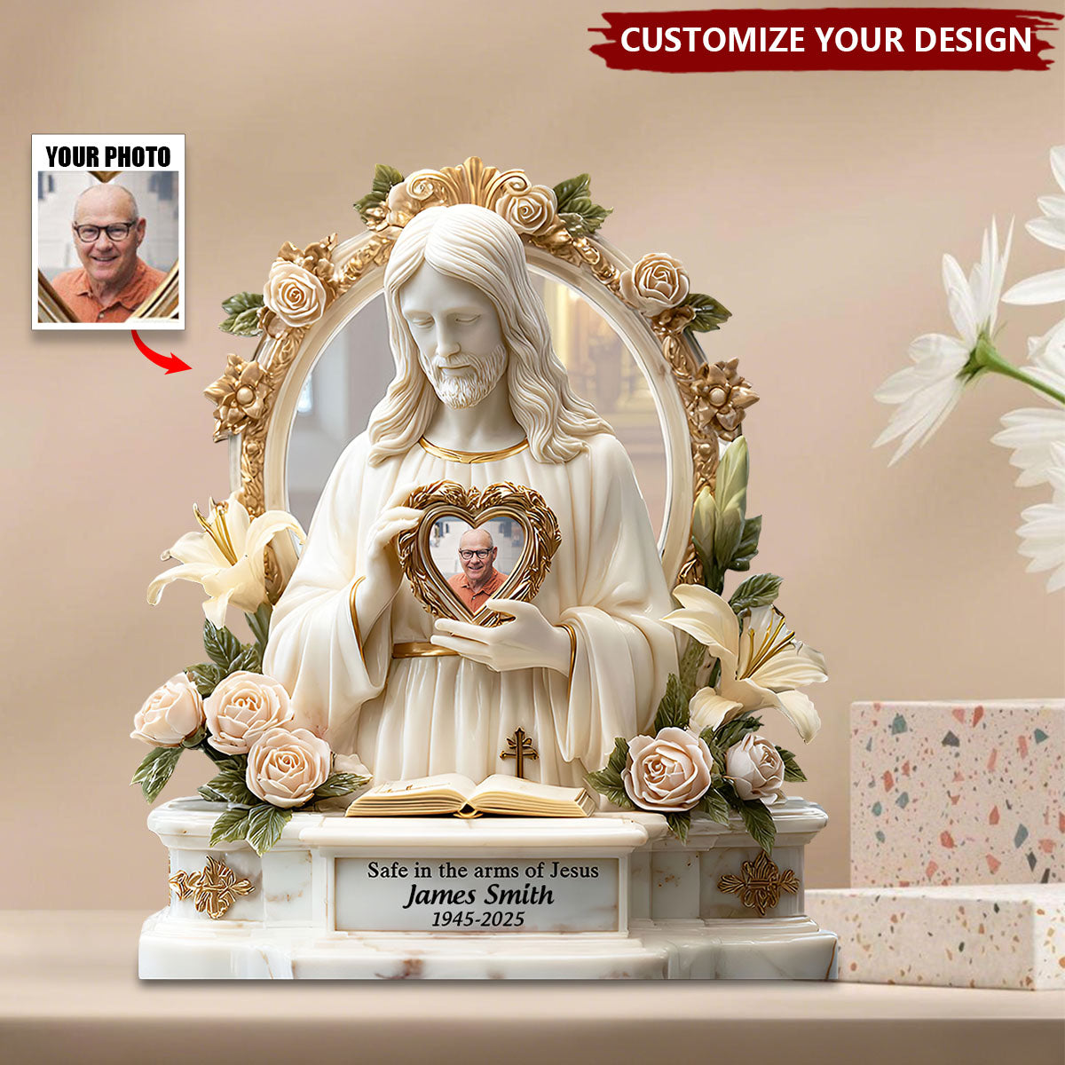 Safe In The Arms Of Jesus - Personalized Memorial Acrylic Plaque