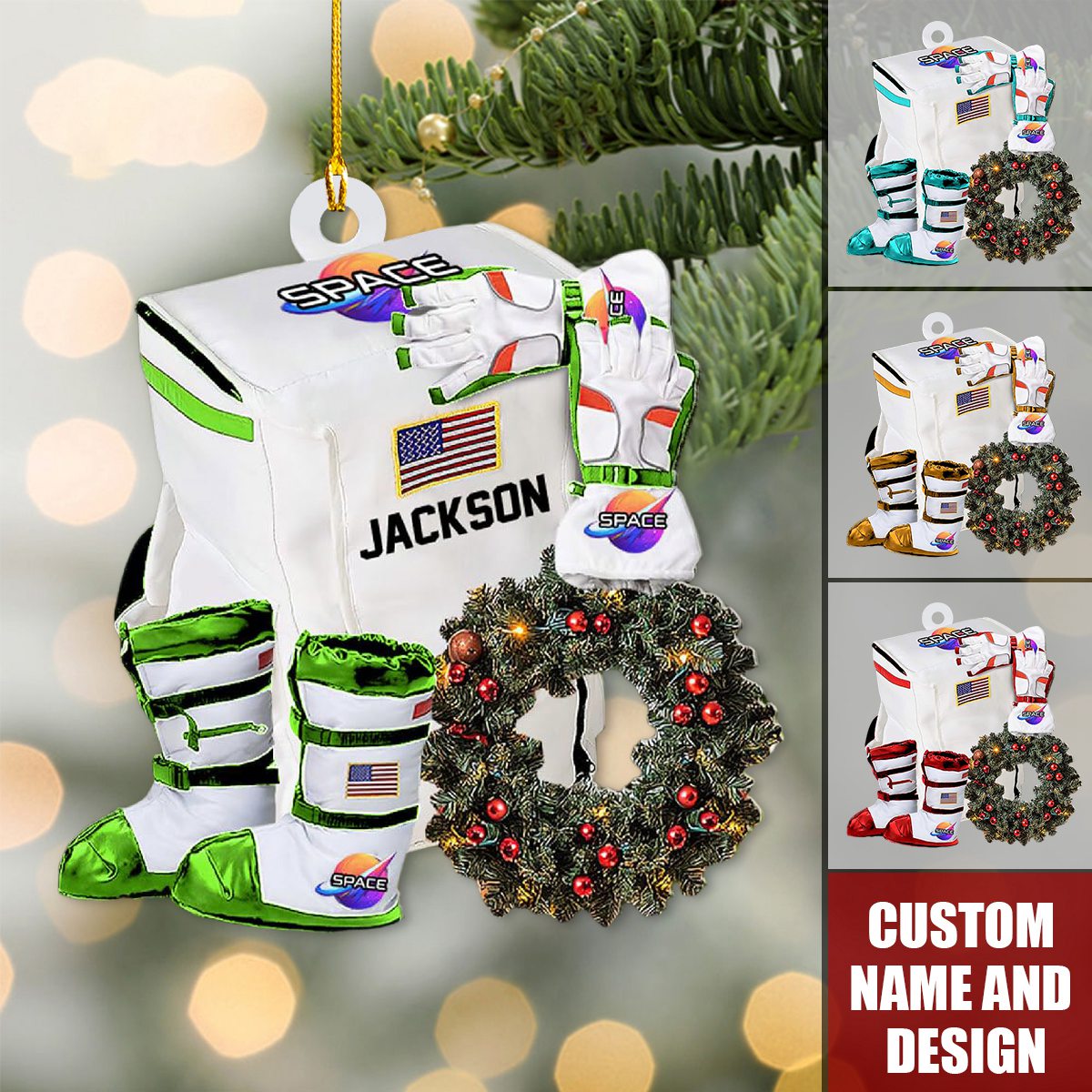 2024 New Release Personalized Astronaut Space Christmas Ornaments -Gifts For Skiing Lover