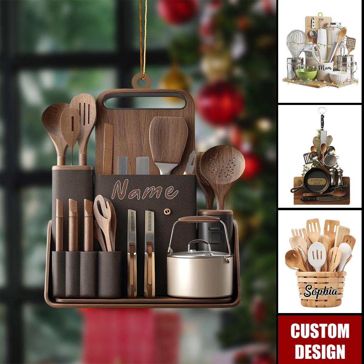 Personalized Kitchen Utensils Christmas Ornament
