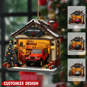 Personalized Garage Christmas Ornament - Gift For Car Enthusiasts