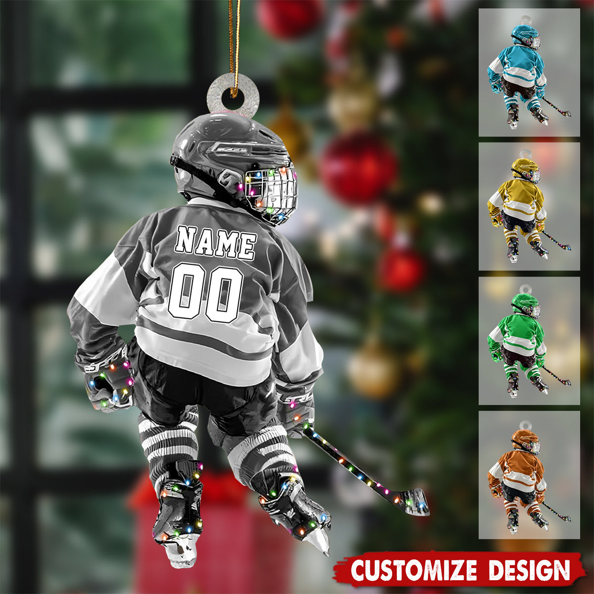 Personalized New Release Hockey Kid Player Ornament