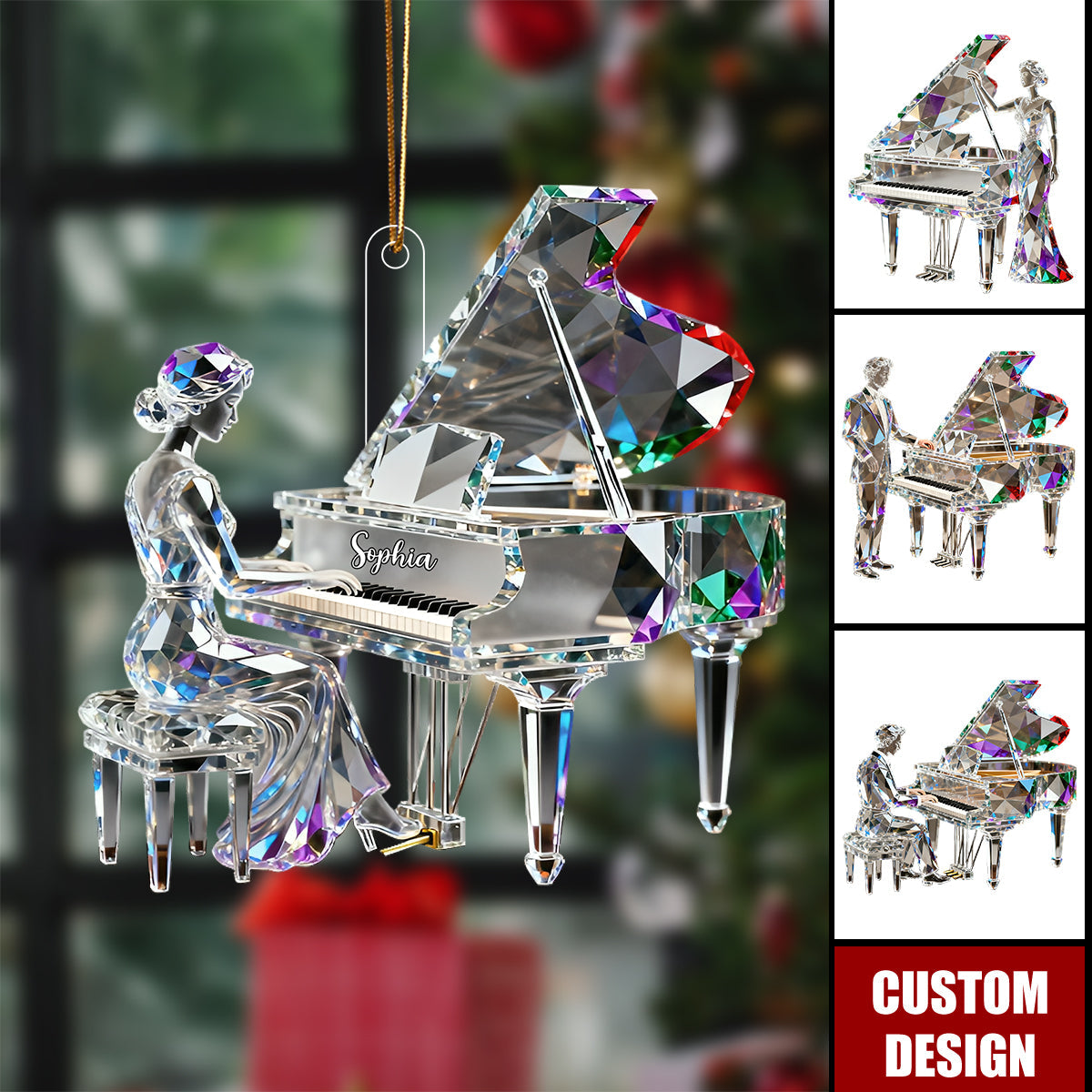 Personalized Piano Christmas Ornament