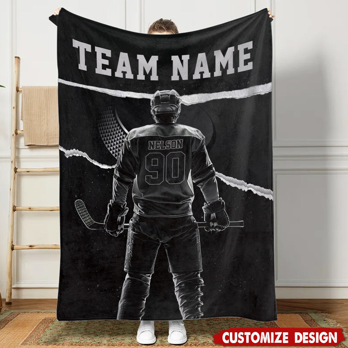 Personalized Hockey Player Blanket, Gift For Hockey Lovers,Players